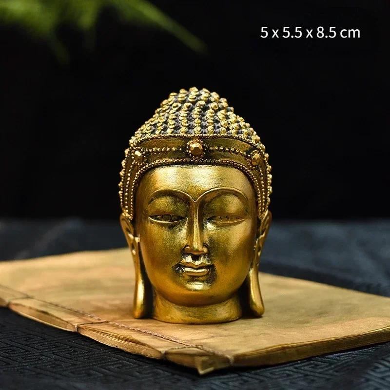 Golden Buddha Statue Buda Sculptures Resin Indoor Fengshui Figurines India Thailand Buddhism Home Decor Art Crafts for Interior