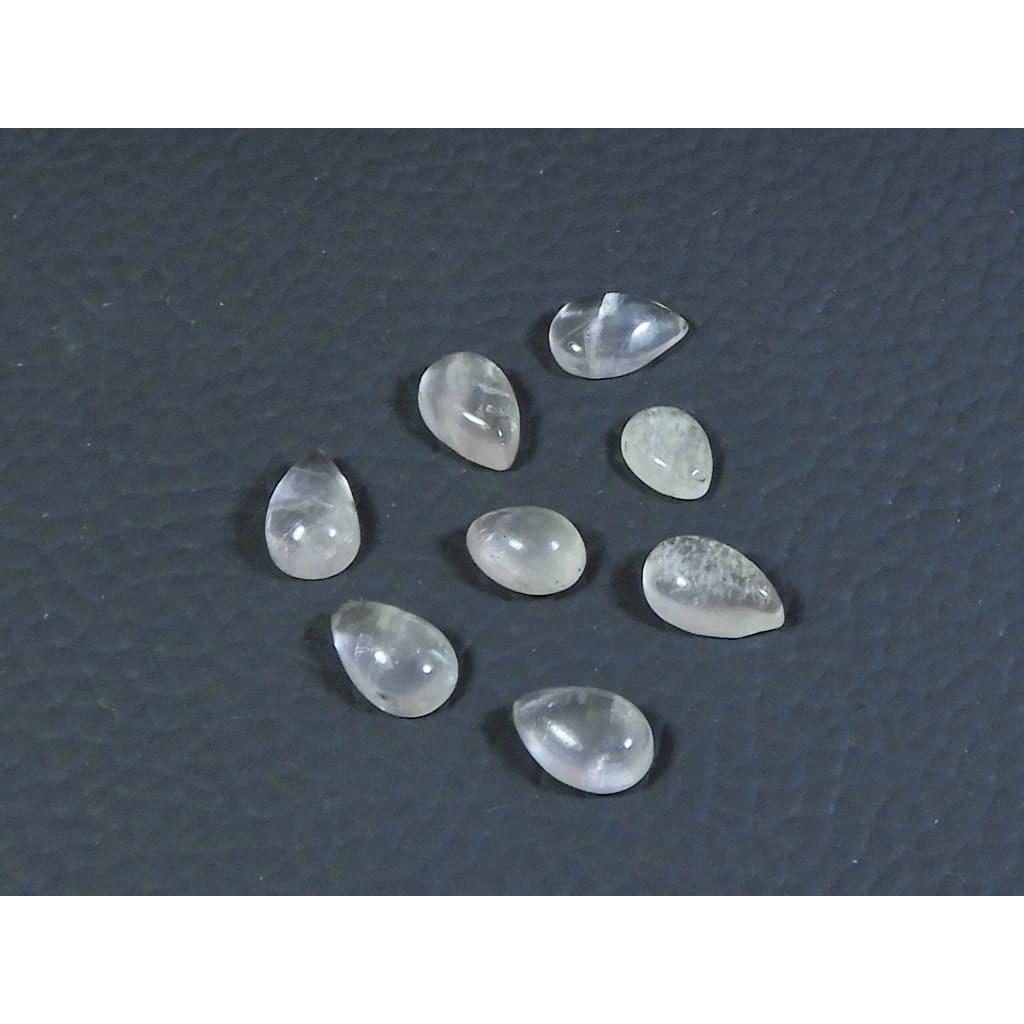 5X8MM Natural Rose Quartz Pear Cabochon Loose Gemstone 8Pcs Lot 6Cts. A-356