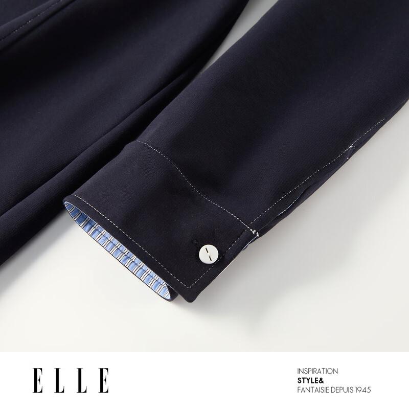 ELLE Elegant Color Block Shirt Dress