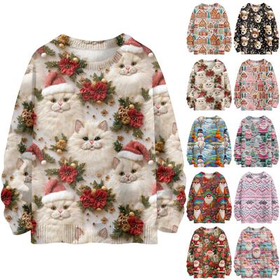 Christmas Sweatshirts For Women Knit Sweater Cute Shirt Fall Crewneck Pullover Tops