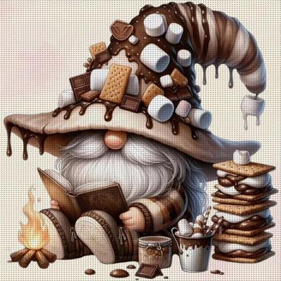 Full Embroidery Cotton Thread 11CT Printed Gnome Cross Stitch Kit 40x40cm