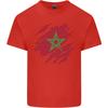 Zerrissene Marokko Flagge Marokkanischer Tag Fußball Unisex Leichtes Baumwoll-T-Shirt