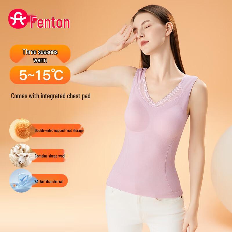 

Fenteng Women s Seamless Wool Blend Warm Vest with Chest Pad L