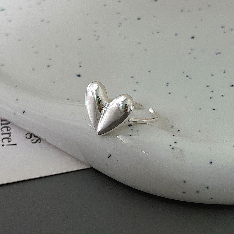 925 Silver Open Finger Ring Punk Heart Irregular Geometric Stackable For Women Girl Jewelry Gift Dropship