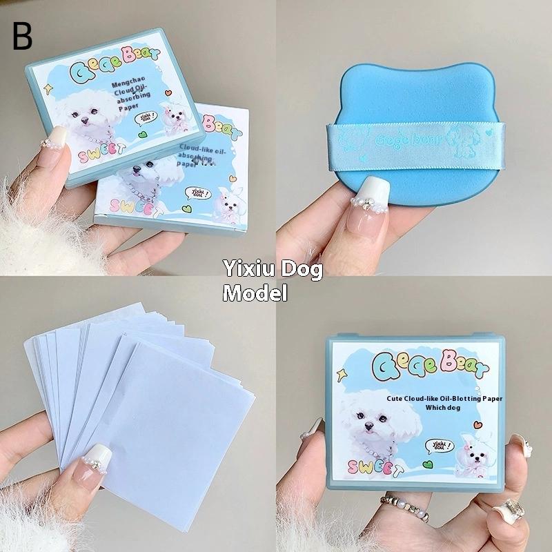 100Sheets Oil Blotting Papers With Case And Makeup Puff Oil Absorbing Sheets Bamboo Charcoal Face Oil Blotting Sheets For Makeup