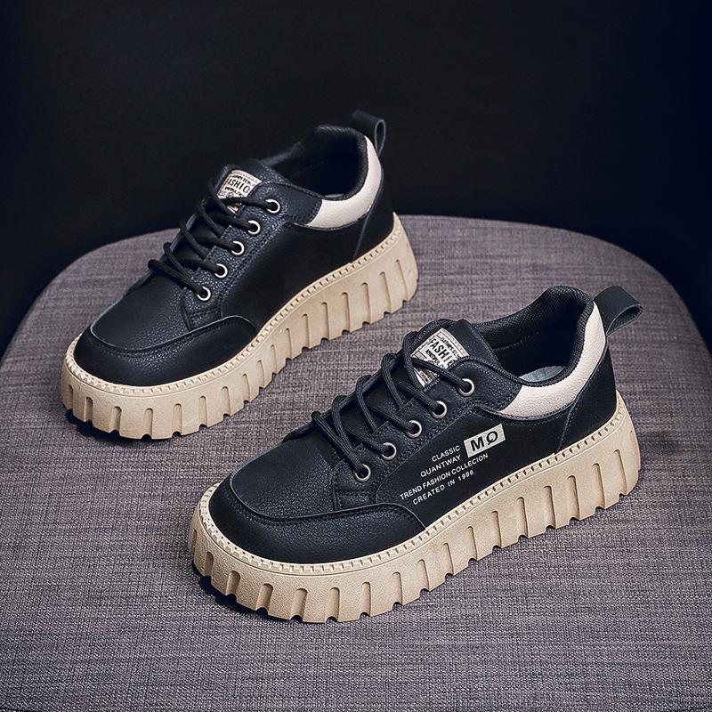XQ229 Women's Height-Increasing Platform Shoes - Trendy, Wear-Resistant, Minimalist Crepe Sole for Spring & Autumn