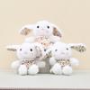 Pattern Floral Delightful Rabbit Plush Doll Keychain In Light Brown Green And Colors Orange