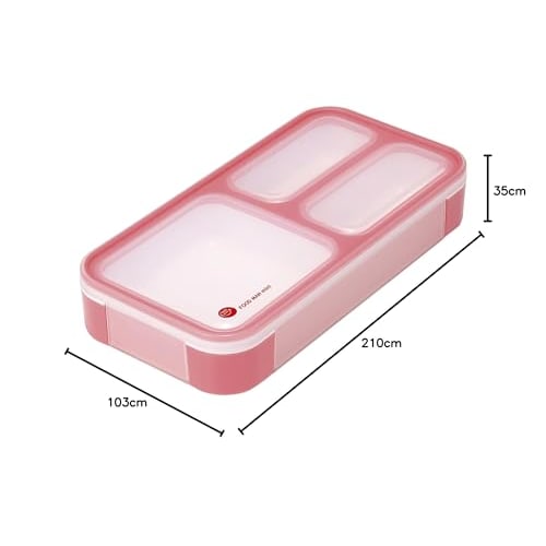 CB JAPAN Foodman Bento Box, Slim, Stand-Up Bento Box, 400ml, Cherry Pink, Leak-Resistant, Double Sealing, Secure with 4-Point Lock, CB JAPAN DSK