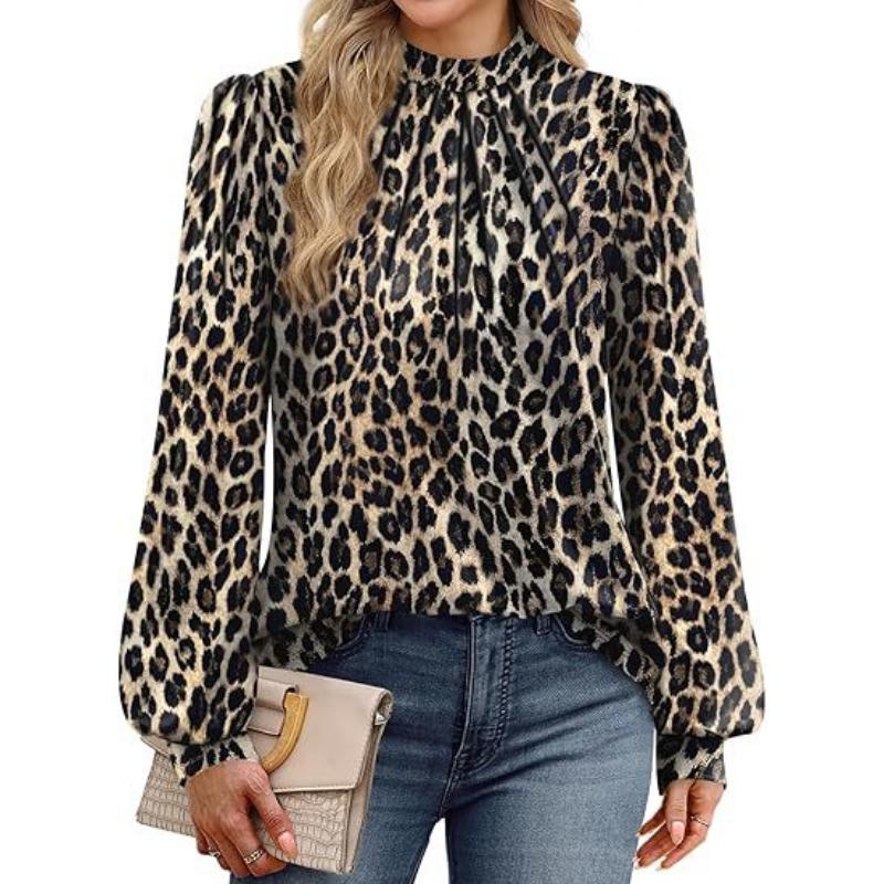 

Женские рубашки с длинным рукавом Топы с воротником-стойкой Блузки с плиссированной передней частью Нарядная повседневная осенняя одежда Мода 2026 XXL