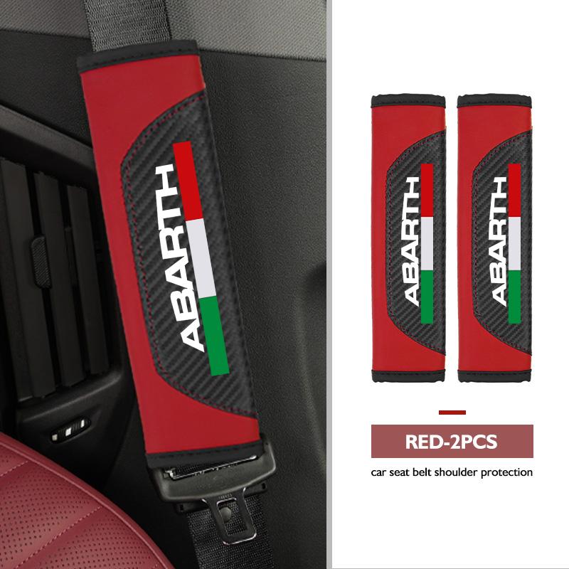 For Abarth Car Seat Shoulder Belt Cover Safety Belt Protector Pad Auto Interior Accessories FIAT 500 Doblo Tipo FR Panda Argo