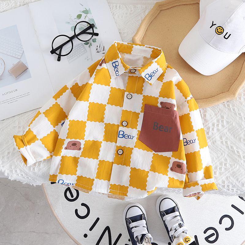 Children's Plaid Long Sleeved Shirt Spring and Autumn Korean Baby Shirt Cardigan Children's Shirt