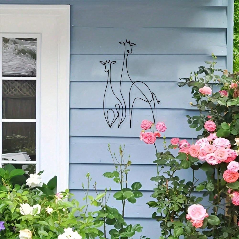 Metal Giraffe Wall Sculpture Modern Home Garden Decor Indoor Outdoor Art Gift