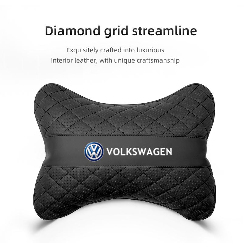 YU8VW Autositz-Kopfstützenbezug Nackenkissen Auto-Sicherheitsgurt Schulterschutz für Volkswagen VW RLine R Golf Amarok T5 Phaeton ID3 Tiguan