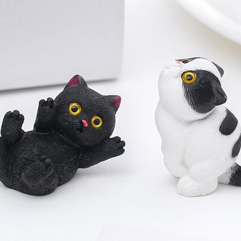 4 Piece Cartoon Miniature Cats Resins Figurines DIY Desktop Ornaments For Home Office Tabletop Decoration Gifting