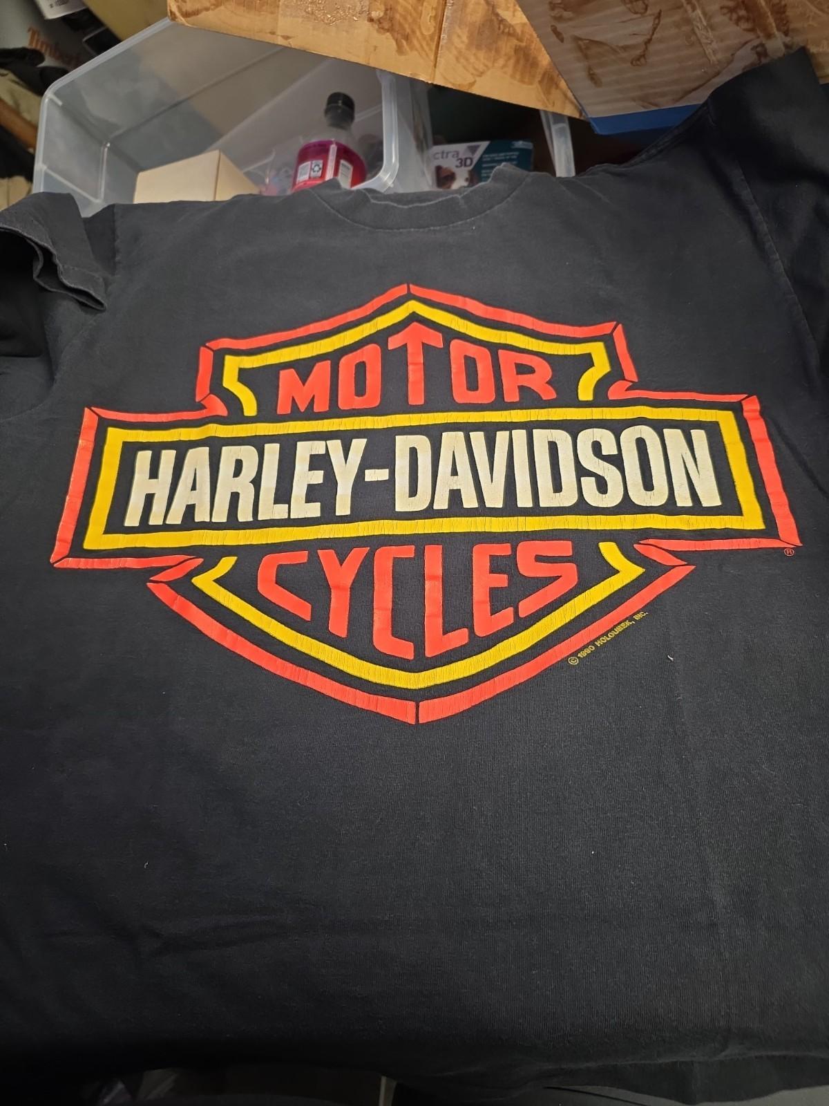 1989 Harley Davidson USA COUNTRY 3D Emblem Shirt Size M DOUBLE SIDED MA Mint S