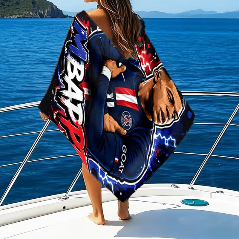 Kylian Poster Beach Towel - Soft, Absorbent Microfiber, Lightweight, Ideal for The Beach, Parties, Travel, Camping fan gifts