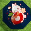 Entzückliches Kaninchen mit Apfel-Regenschirm: Ein perfektes Geschenk für Outdoor-Abenteuer - Automatisches Öffnen und Schließen, Leichtes und Langlebiges Reiseaccessoire 048