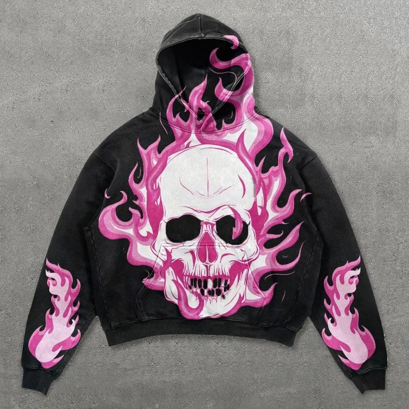 Spring and Autumn American Retro Skull Skull Skeleton Series 3D Digital Printing Trend Hoodie Sweater