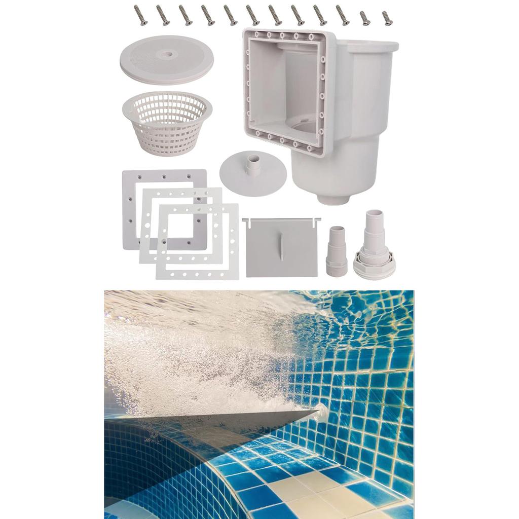 Wall Pool Skimmer Quick Replacement Part Wide Mouth Opening Plastic Texture for Ground Pools with 6inch Opening Width