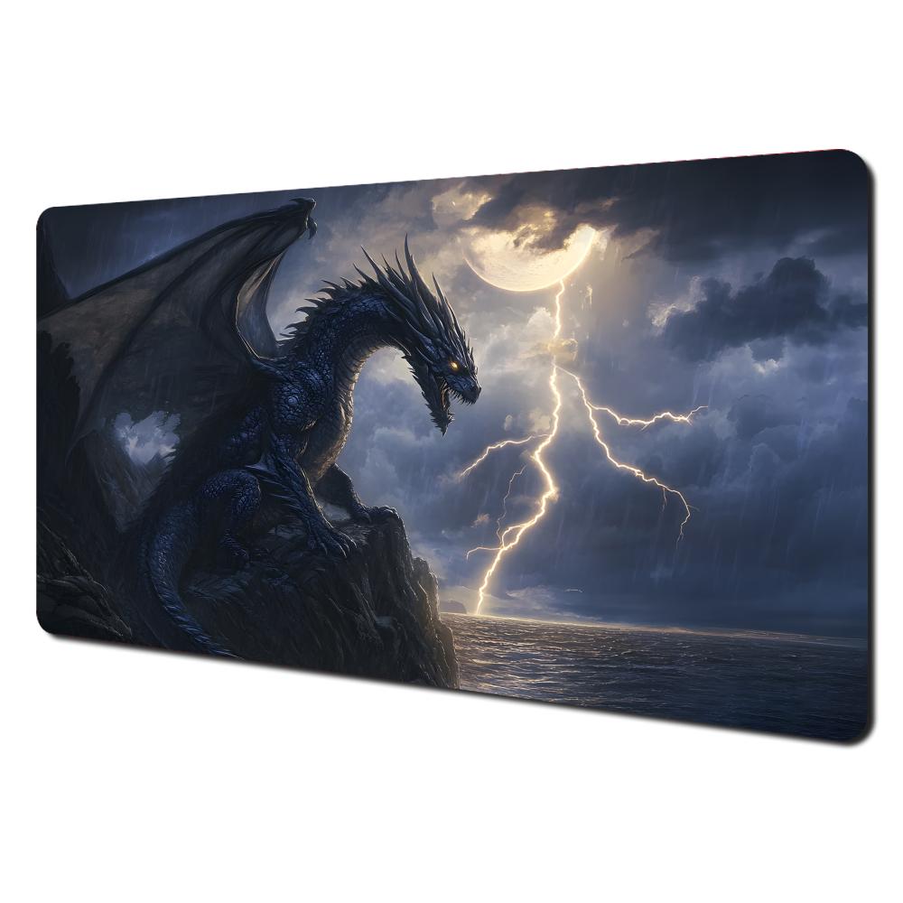 Mysterious black giant dragon large Mouse Pad Desk Mat Stitched Edge NonSlip Gaming pad Mouse carpet Dragon magic playmat