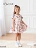 Malwee Girls' Summer Dress: Cute European & American Style, Round Neck, Short Sleeve Kids' Skirt