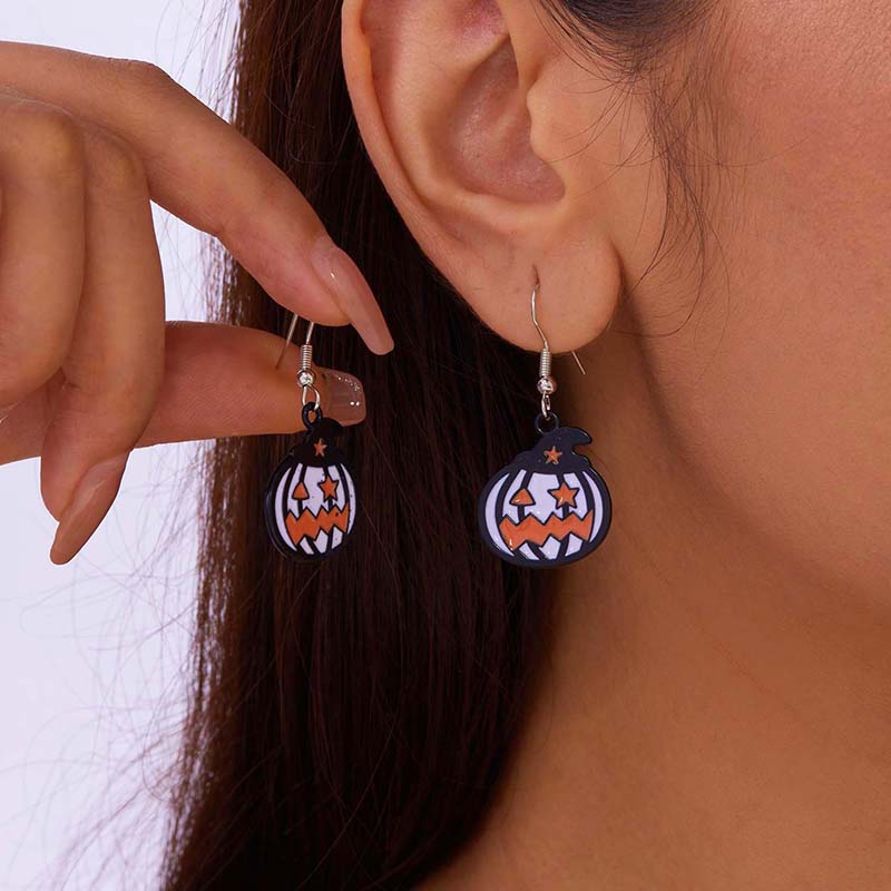 Cute Halloween Ghost Dangle Earrings for Women Cartoon Pumpkin Bat Spider Web Cat Tassel Drop Earring All Saints' Day Jewelry