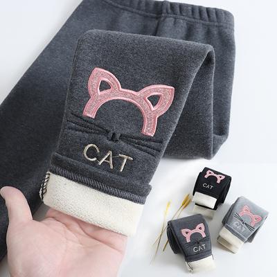 Girl Winter Pants Keep Warm Cartoon Pants Children Thick Warm Trousers Girl Leggings with Fleece Warm Elastic Waist Cotton Pant