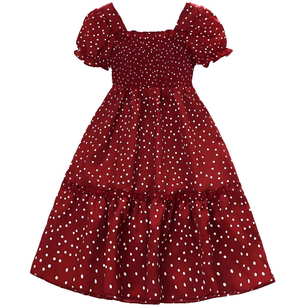 Girl Short Sleeves Print Dress Children Kid Casual Summer Beach Sundress Princess Dresses Clothes