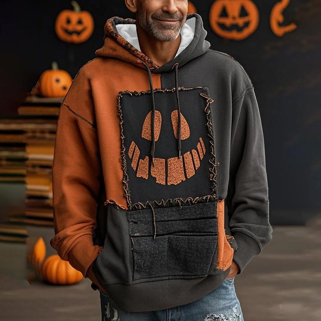 Men's Halloween Long Sleeved Casual Sports Pullover Sweatshirt