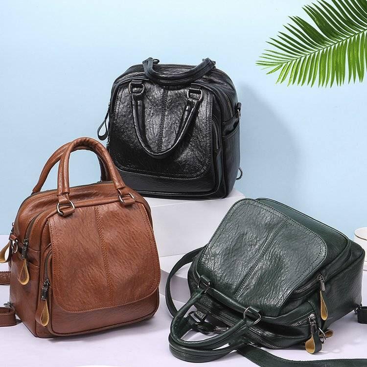 Big Capacity 2 Layer Women Backpack Fashion Backpack Ladies Soft PU Leather Packs High Quality Multifunction Rucksack Designer