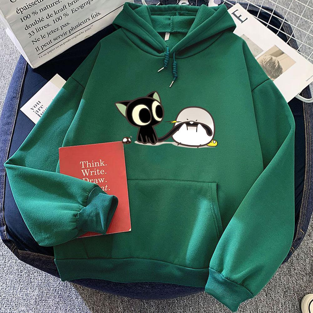 Luo Xiao Hei Cat Anime Printing Hoodies LuoXiaoHei Manga Cartoon Sweatshirts Kawaii Girls Women Clothing