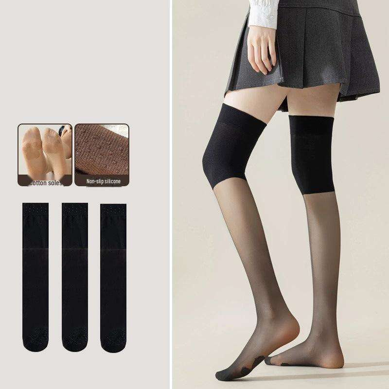 

Женские летние чулки выше колена: Тонкие, непромокаемые, невидимые, телесного цвета, длинные носки для холодных ног cat s paw, dispensing type чёрный
