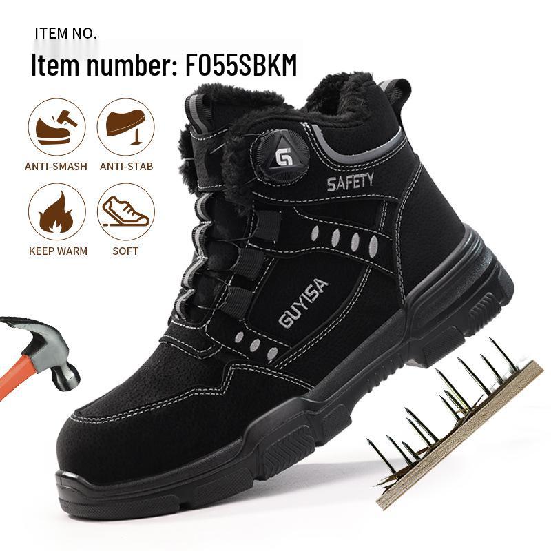 Pánské zimní vysoké bezpečnostní boty s ocelovou špičkou, s fleecovou podšívkou, proti nárazu, proti propíchnutí, odolné proti opotřebení, pro staveniště