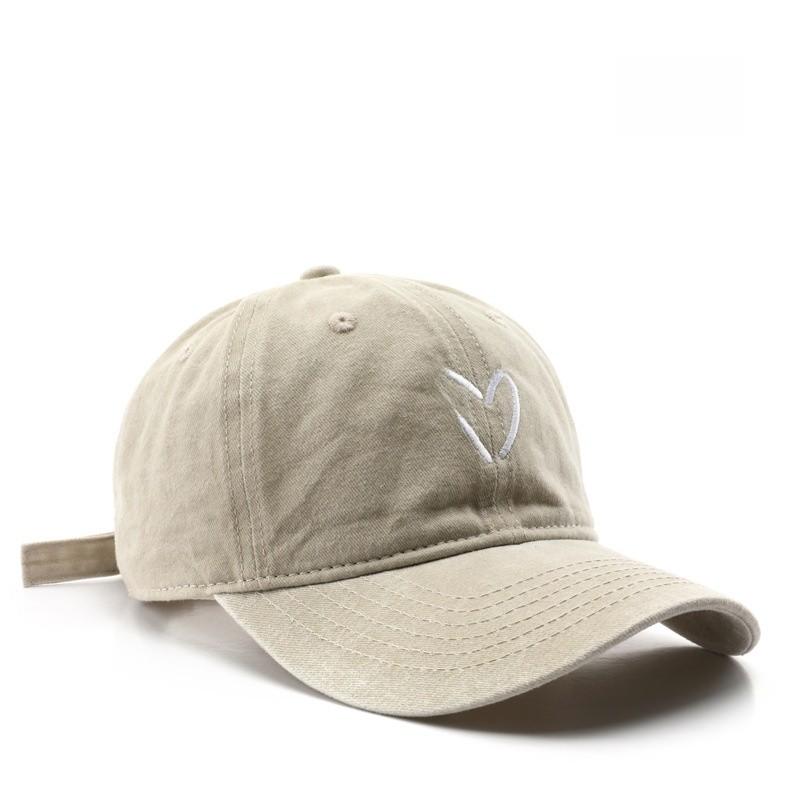 Vintage Waterwashed Cotton Baseball Cap With Embroidered Heart For Streetwear And Sun Protection