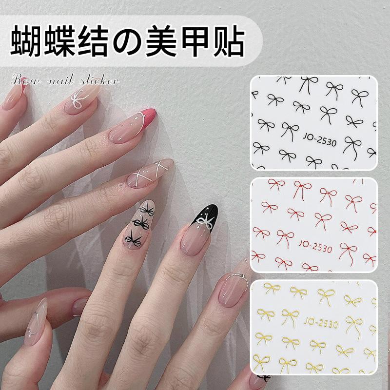Multi-Size Bow Nail Art Sticker Sweet Wind White Bow Wearing Nail Adhesive Nail Sticker