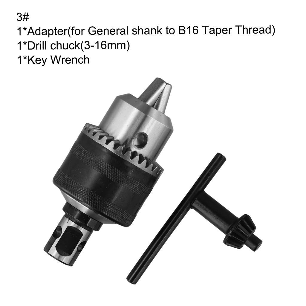 Adapter And Key Wrench Set Weldon Shank Adapter Drill Shank Adapter Clamping Range 3-16mm 3pcs Set Drill Chuck With Key
