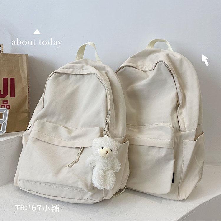 Schoolbag schoolbag female ins wind junior high school students solid color backpack 1011 new Mori high school students domineering backpack tide