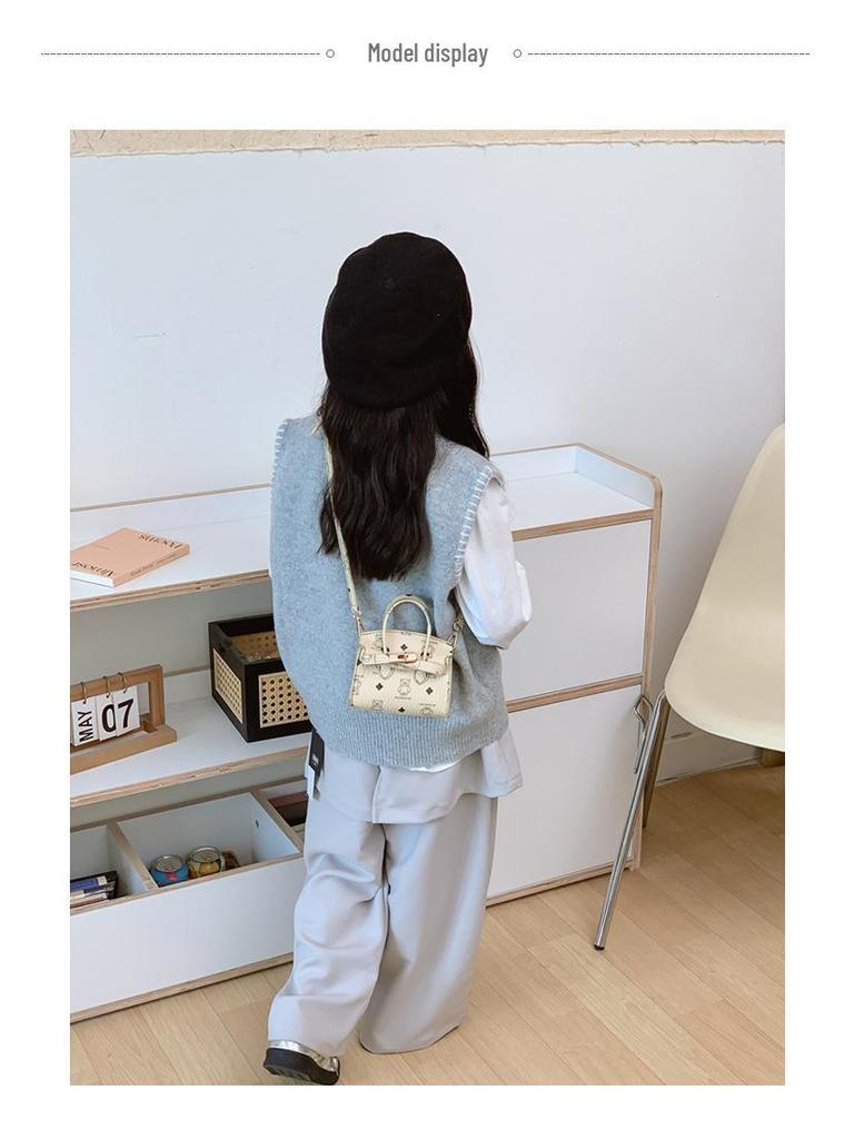 Korean Style Cartoon Bear Kids' Shoulder Bag - Cute Print Handbag & Coin Purse