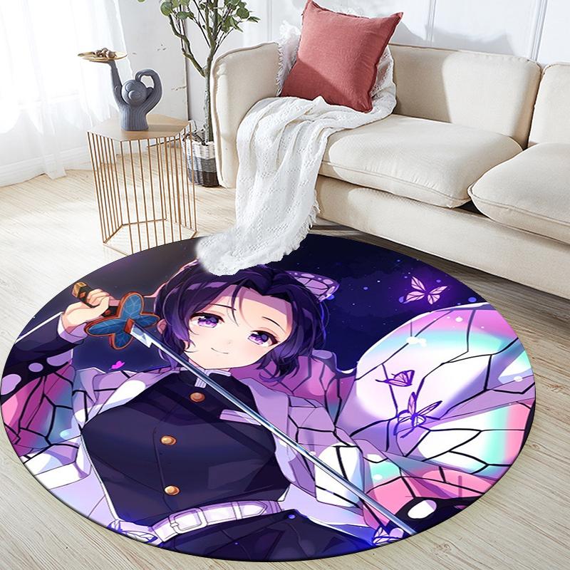 Cartoon Print Round Area Rug,Carpet Rug for Living Room Bedroom Sofa Playroom Decor,Non-slip Floor Mat