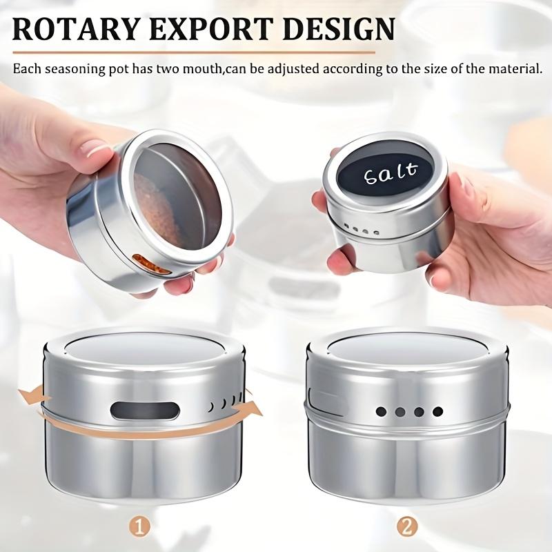 Spice Tins Magnetic Jars Stainless Steel with Clear Lids Salt Pepper Seasoning Organizer Container Kitchen Storage Accessories