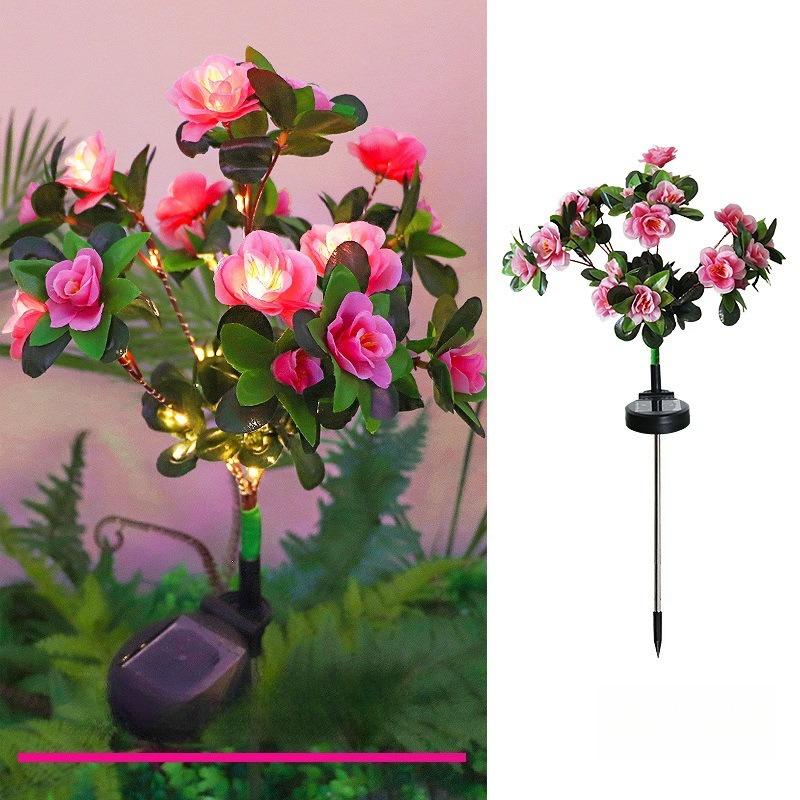 LED Solar Light Waterproof Azalea Solar Flowers Lamp Outdoor Decorative for Garden Yard Lawn Path Lighting Holiday Wedding Decor