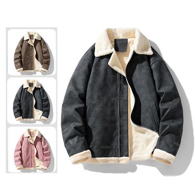 Korean Version of Lapel Plus Velvet PU Leather Jacket for Men In Winter Cold Protection Thickened Jacket for Youth Casual Leather Jacket