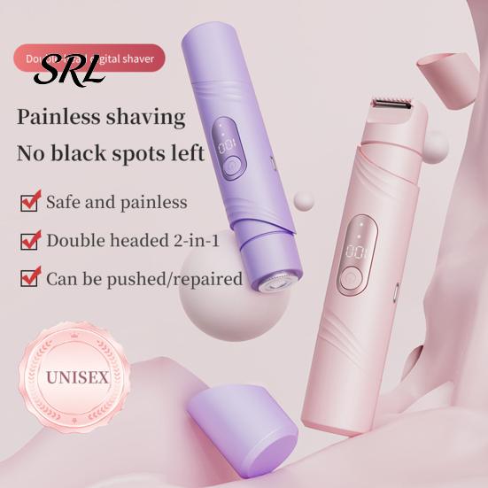 Wet Dry Electric Epilator Women Dual-Head Shaver, Rechargeable IPX7 Waterproof Bikini Trimmer, Hair Removal Tool for Face Body Underarms Legs Painless