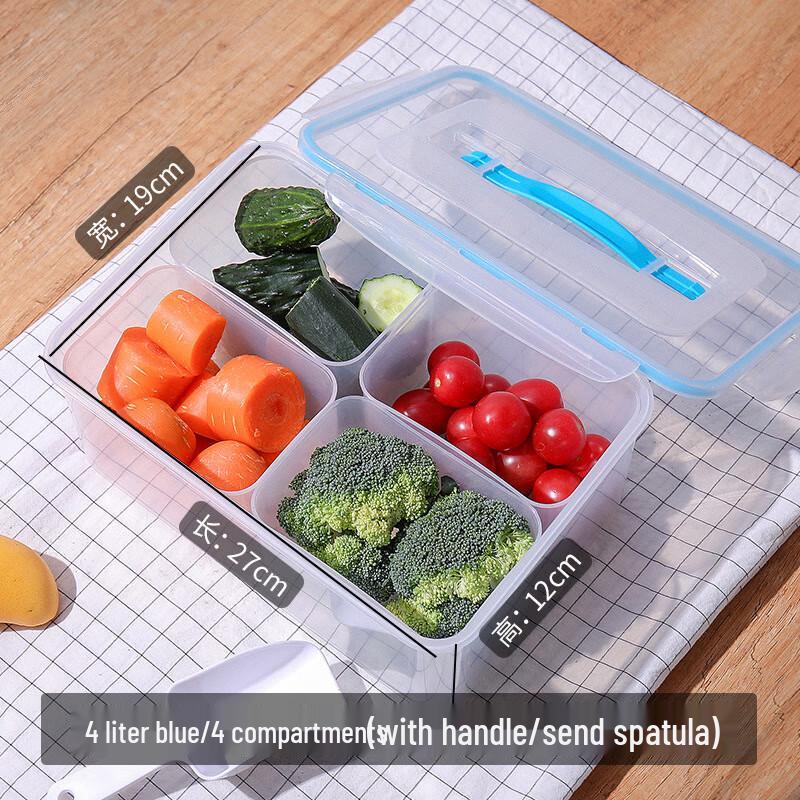 Sealed Partitioned Food Storage Container with Handle 4 Liter, 4 Partitions
