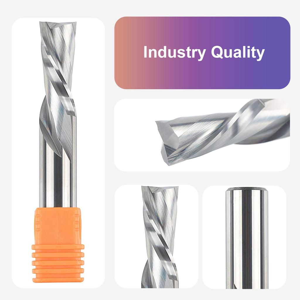 SpeTool Spiral Downdcut Router Bits with 1/2 Inch Shank, 1/2 Inch Cutting Diameter Solid Carbide CNC End Mill for Wood Carving, Plunge Cut