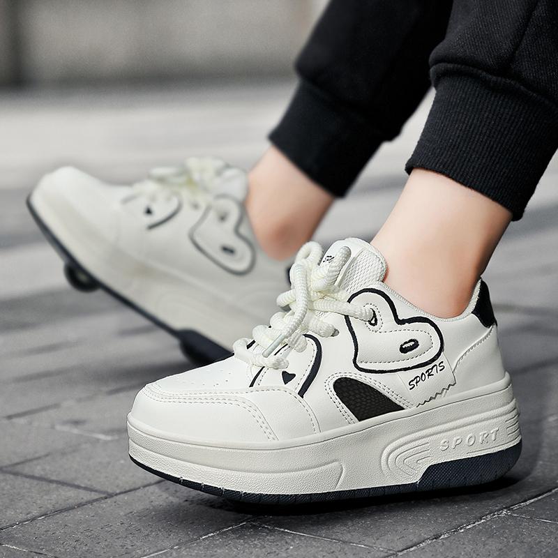 Kids Sneakers with Wheels Four -wheel Sports Boots Wheel Skate Can Remove Student Skate Sneakers Shoes