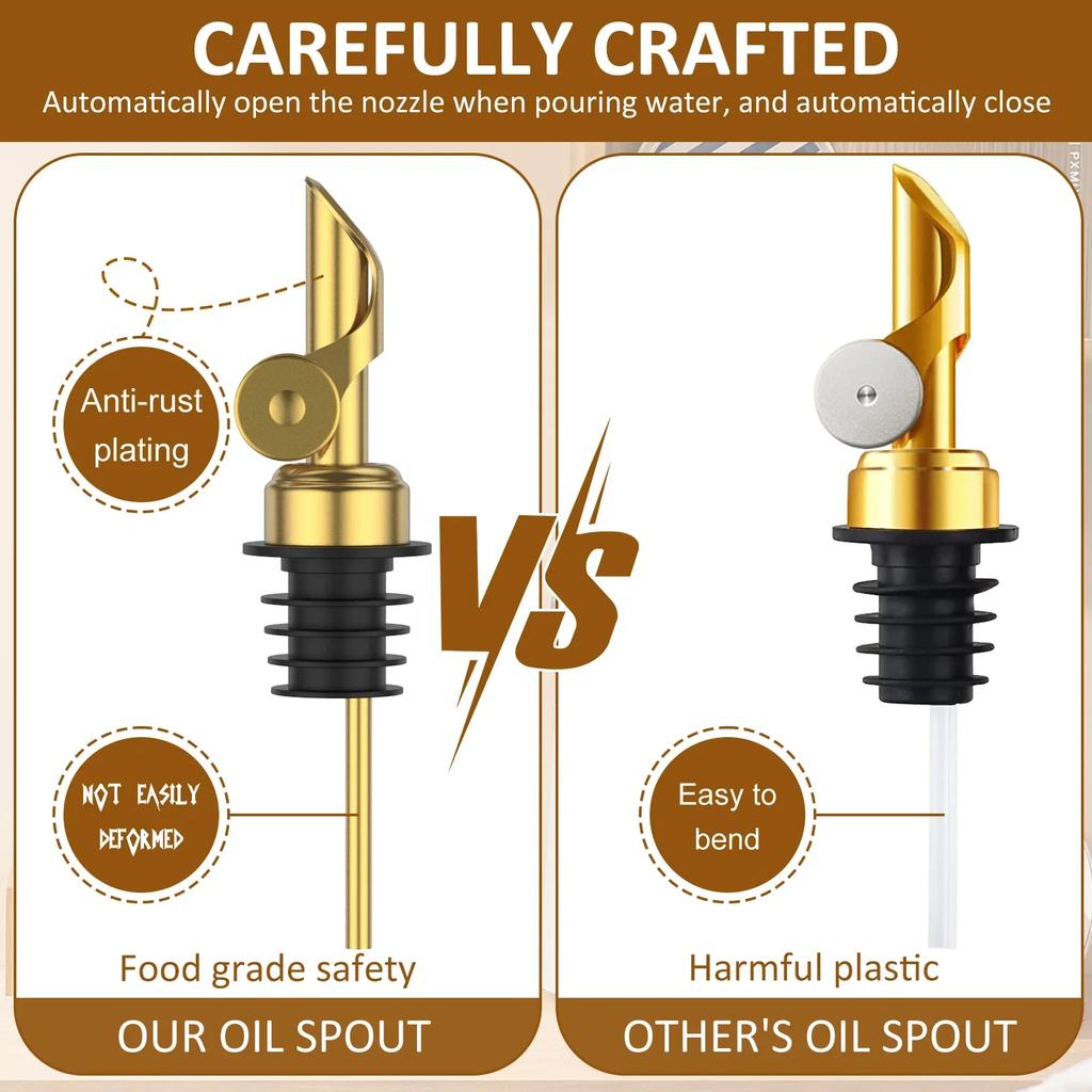 Olive Oil Dispenser Bottle 11.8oz Coffee Syrup Dispenser Cooking Oil Dispenser with Automatic Gold Spout for  Kitchen Coffee Bar