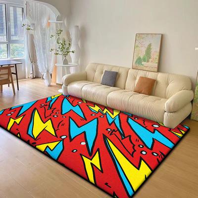 Abstract Geometric Living Room Rug Lightning Pattern Decoration Sofa Large Carpets Bedroom Children Plush Crawling Mat Non-slip