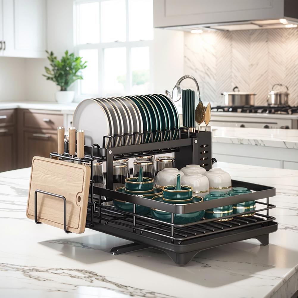 Dish Drying Rack with Drainboard Sink Organizer Dish Racks Dish Strainer Shelf for Kitchen Storage Counter Organizer