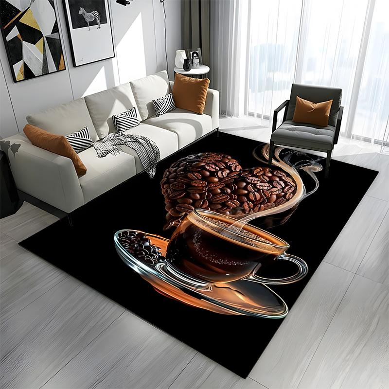Heart-Shaped Coffee Beans Art Patterned carpet a non slip rug suitable for all seasons and any setting, gift